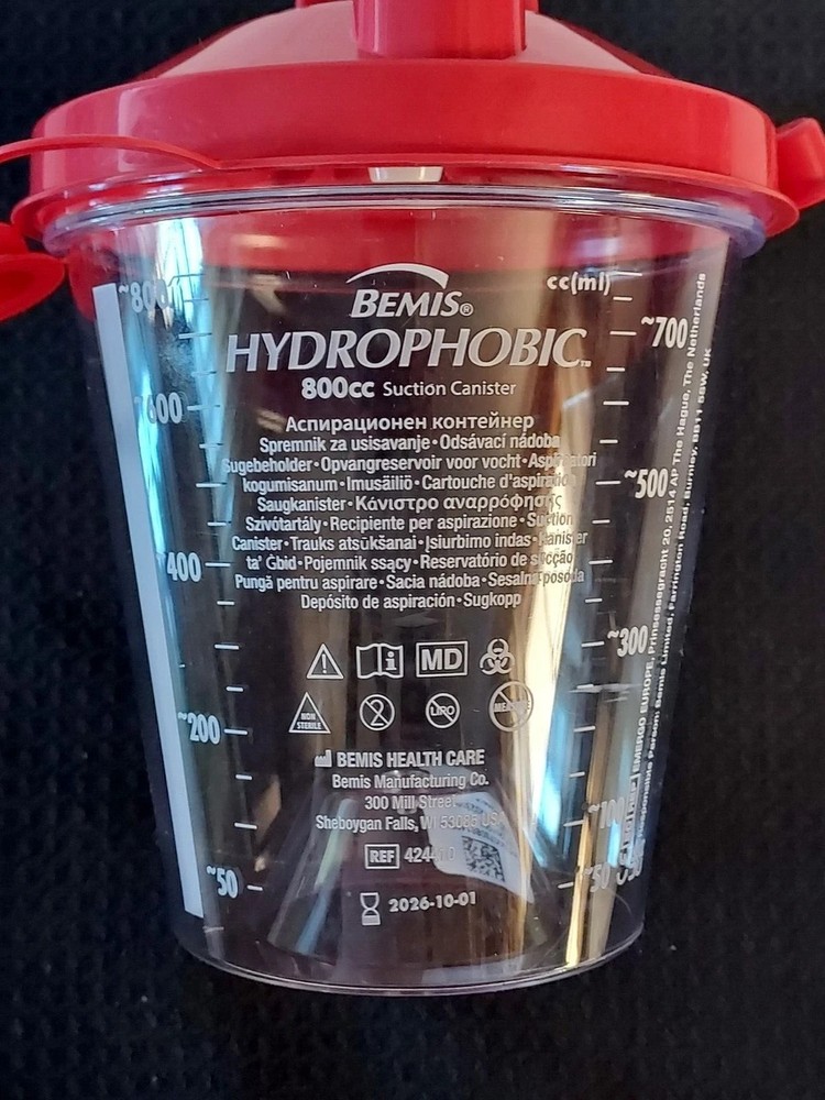 Bemis 800cc Hydrophobic Rigid Suction Canister