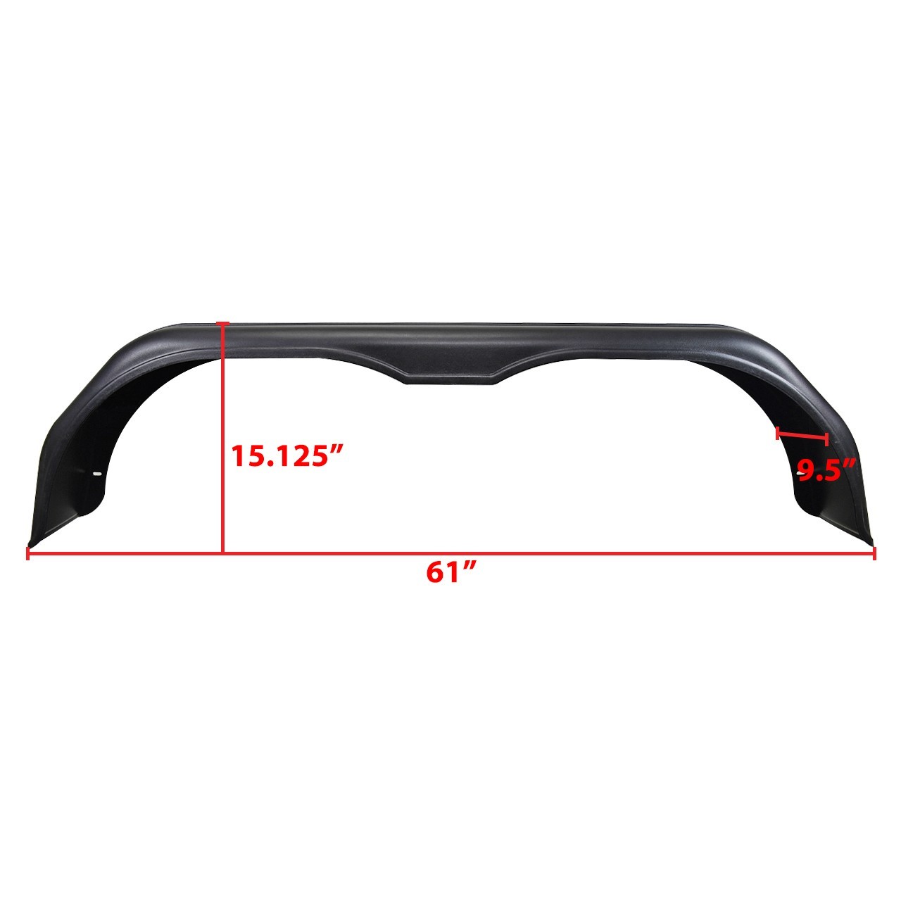 Plastic Universal Trailer Fender - 61" - Tandem Axle - Black - One Fender