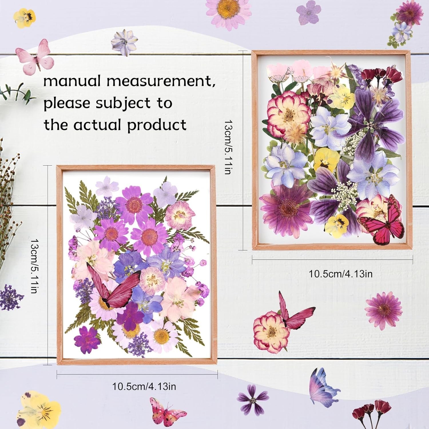 95Pcs Natural Pressed Dried Flowers Resin and Butterflies, Dry Flowers for Resin