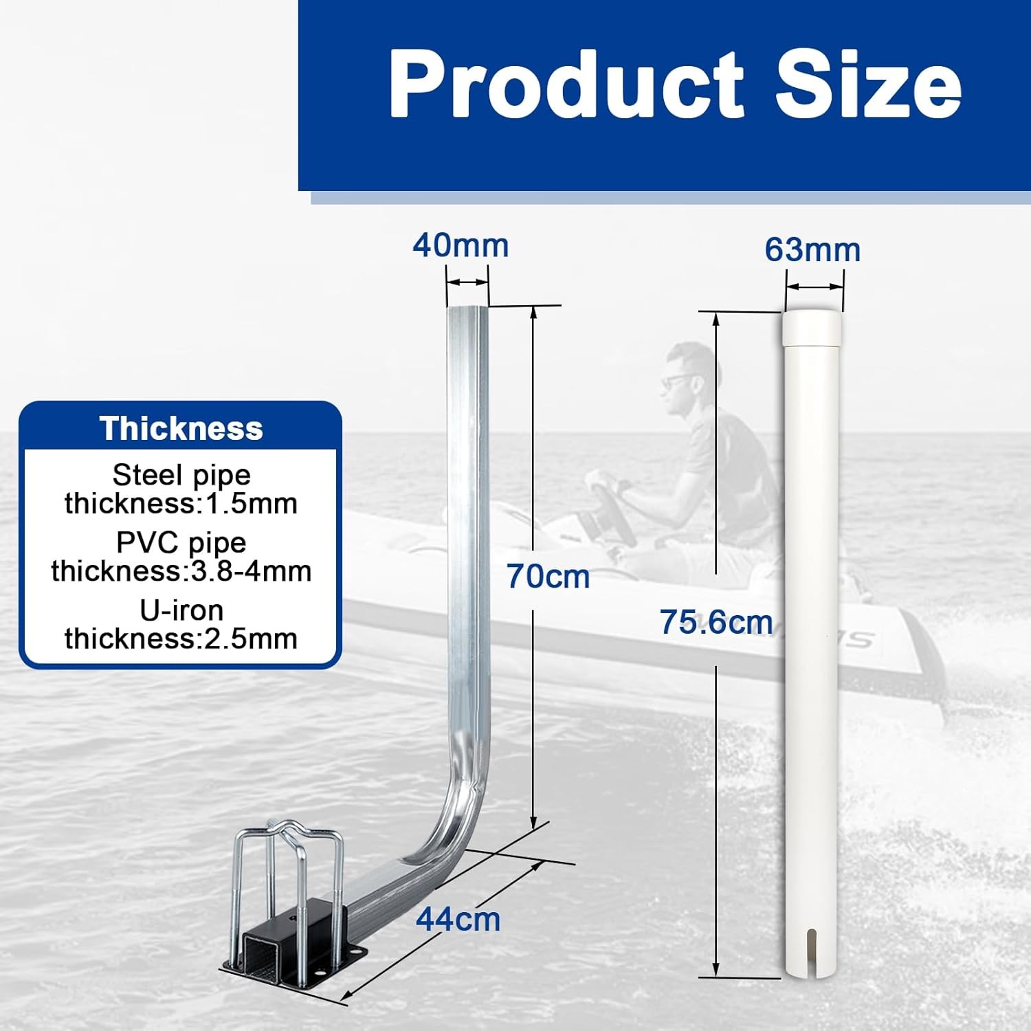 1 Pair of Boat Trailer Guide, Trailer Guide Ons Galvanized Steel for Boat