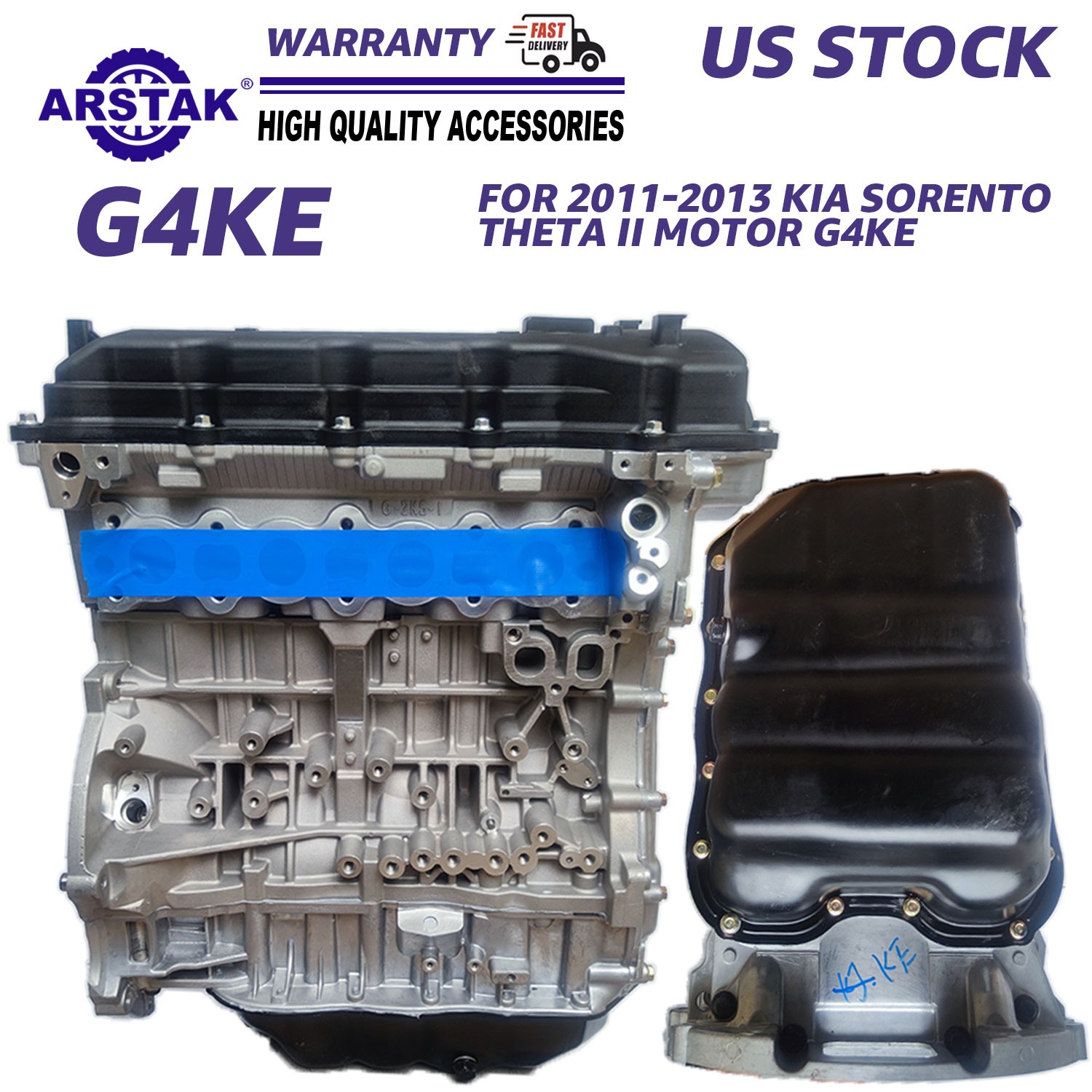 For 2011-2013 Kia Sorento Theta II Motor G4KE 2.4L (VIN 1, 8th digit, MPI) 4-Cyl