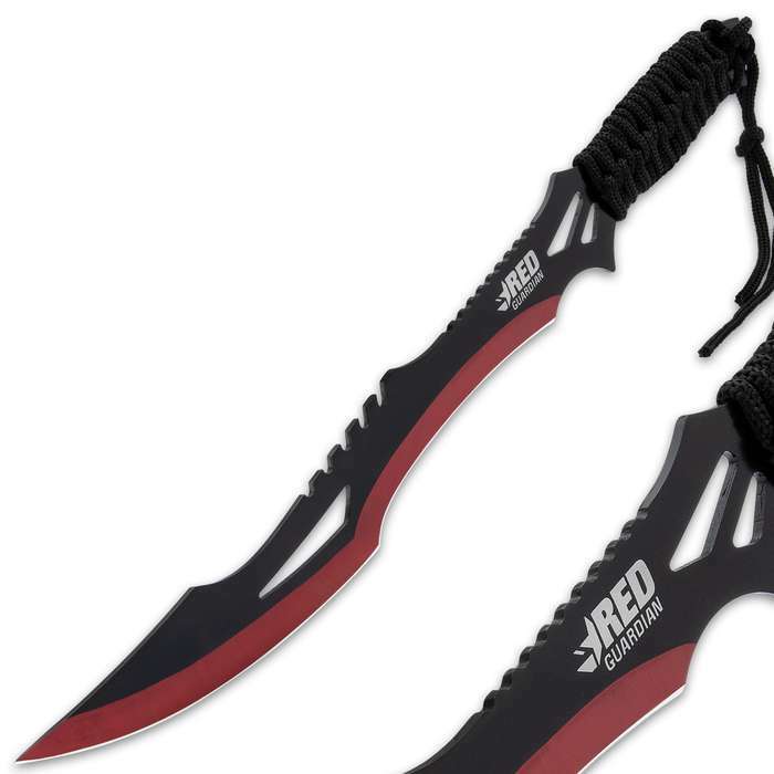 2 pc Full Tang Red Guardian Ninja Sword Machete Knife Set Tactical Hunting Sharp