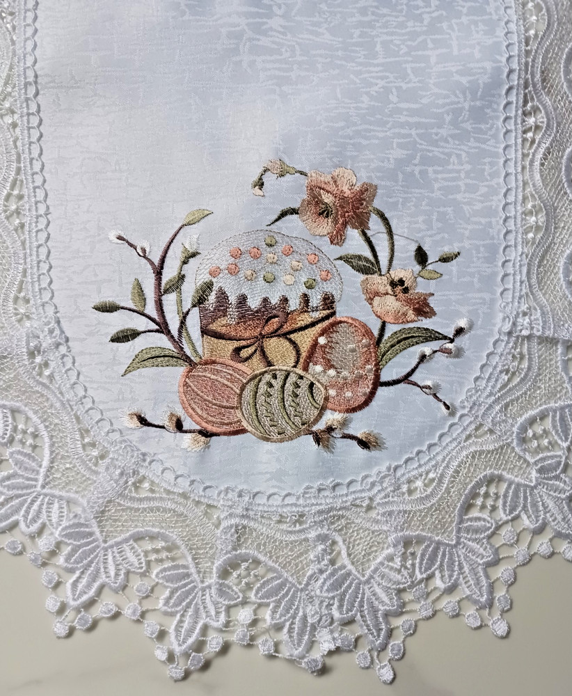Easter decoration. Fabric napkin for an Easter basket. Polyester . 24" X 16"
