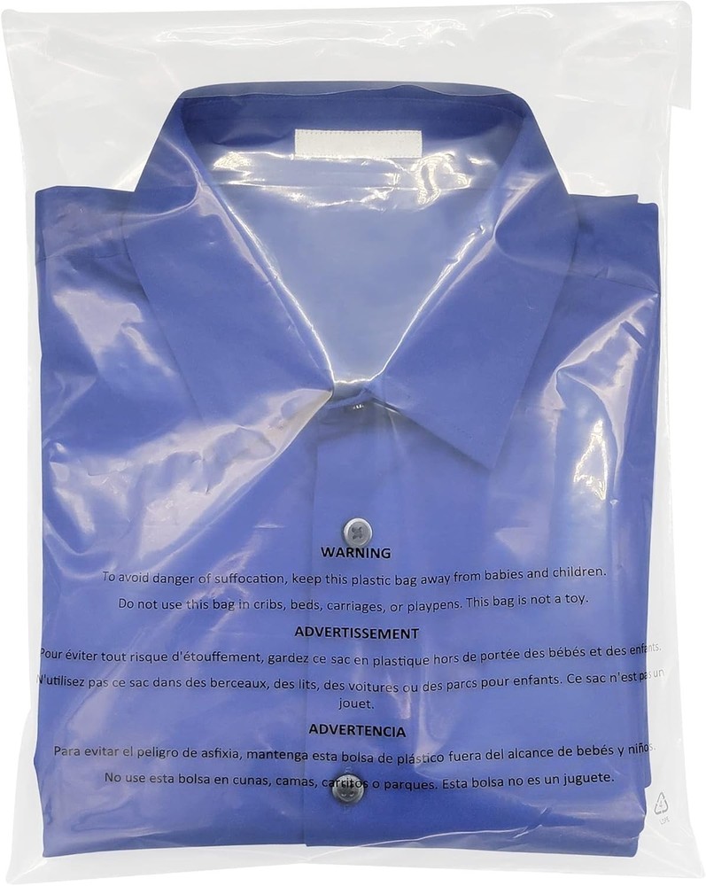 Self Seal Plastic Bags 1.5 mil Clear with Suffocation Warning Printed