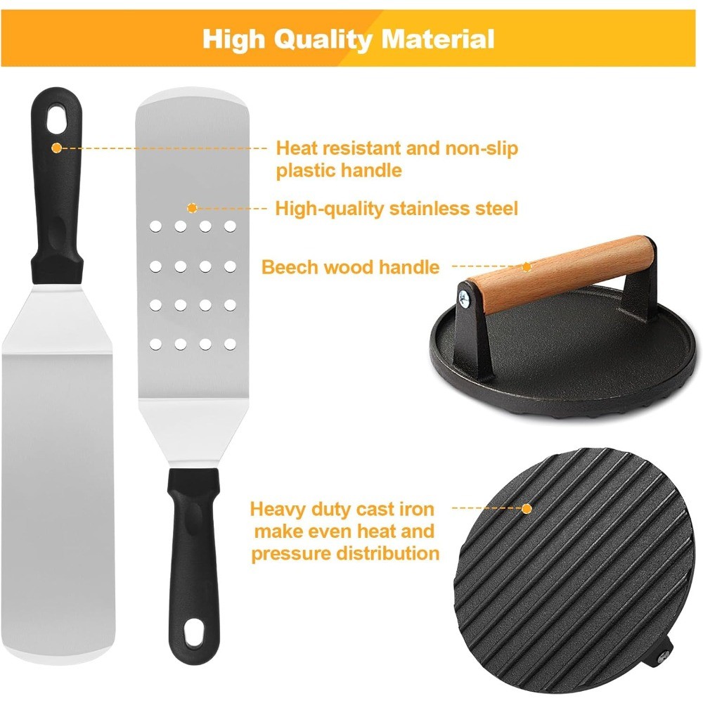 29PCS Griddle Accessories Kit with Spatulas, Press and Dome for Flat Top