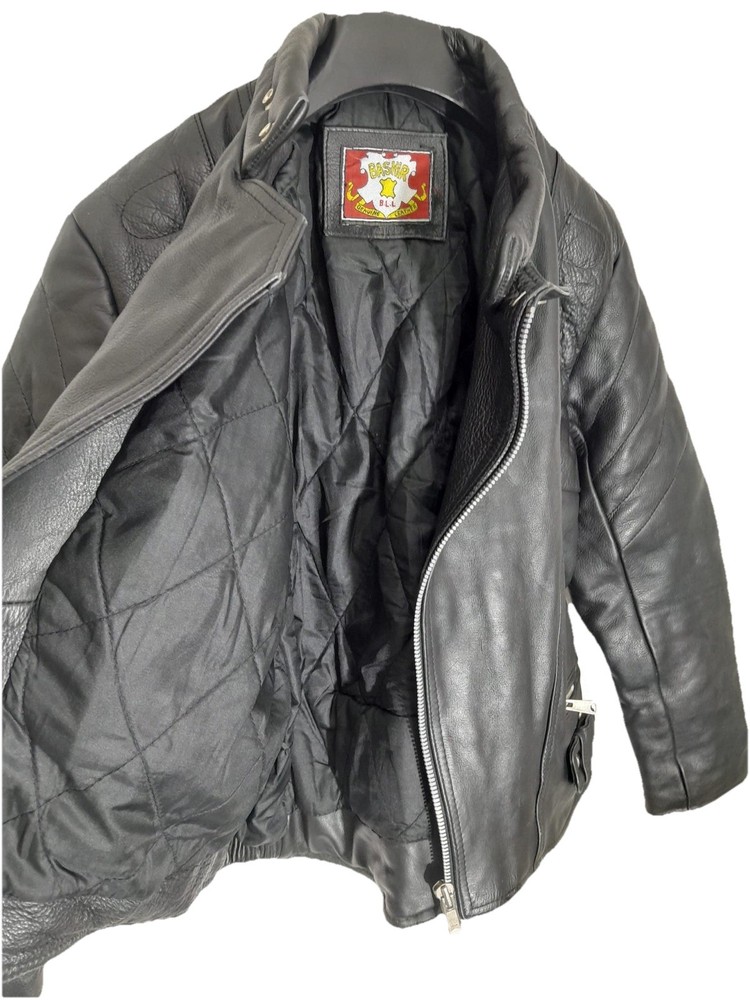 Bashir Genuine Leather Black Motorcycle Jacket Size 42