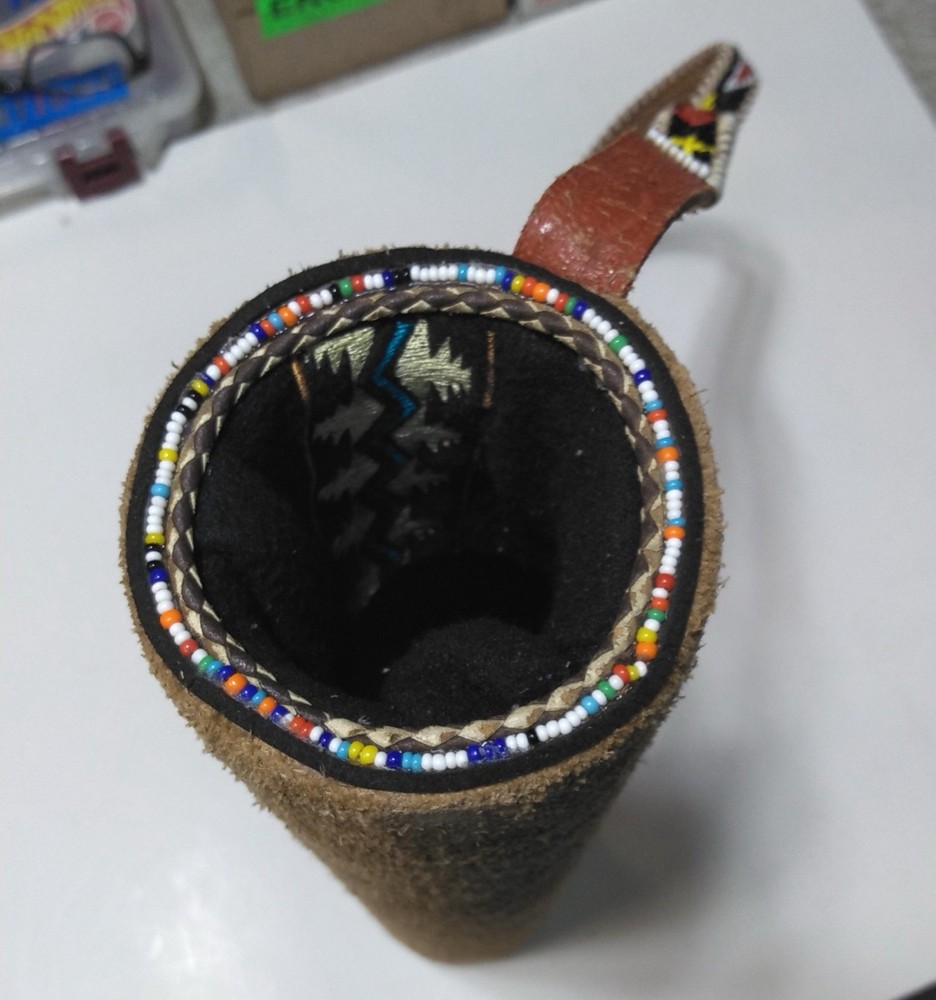 Vintage Handmade Leather Beaded Arrow Quiver
