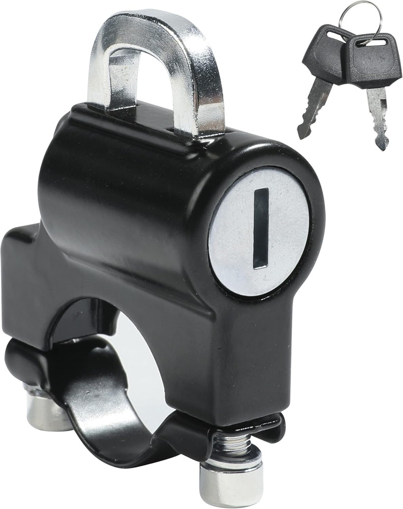 Universal Motorcycle Helmet Lock Anti-Theft Cable with Keys & Mount