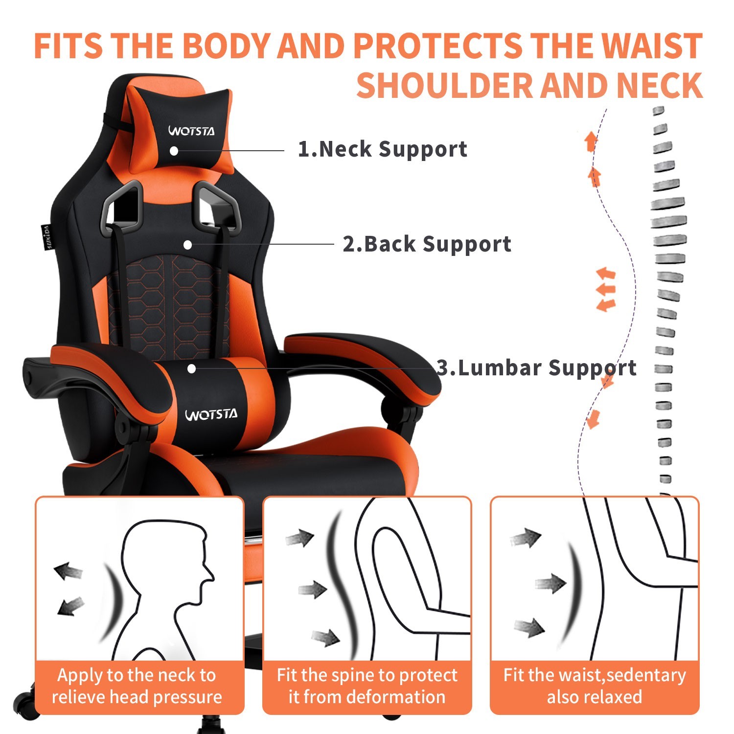 Gaming Chair with Massage,Ergonomic PC Computer Chair with Footrest Comfortable