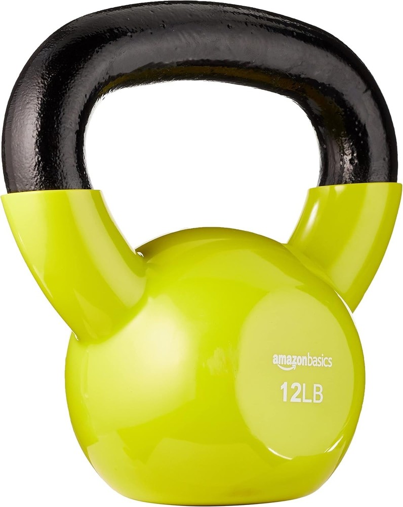Color Coded Vinyl Kettlebell for Strength Training Weight Lifting Exercises