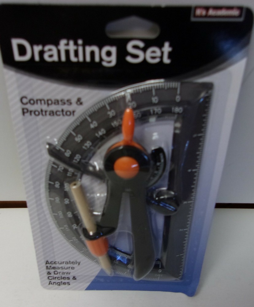 2 packs Drafting sets. Compass & Protractor. Asst. colors.   #28