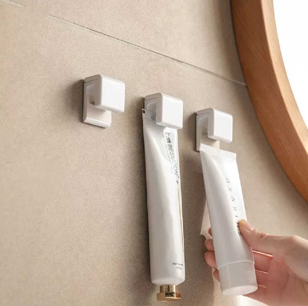 4-Pack Toothpaste Clip Holder – Space-Saving Bathroom Rack for Tubes & Cleanser