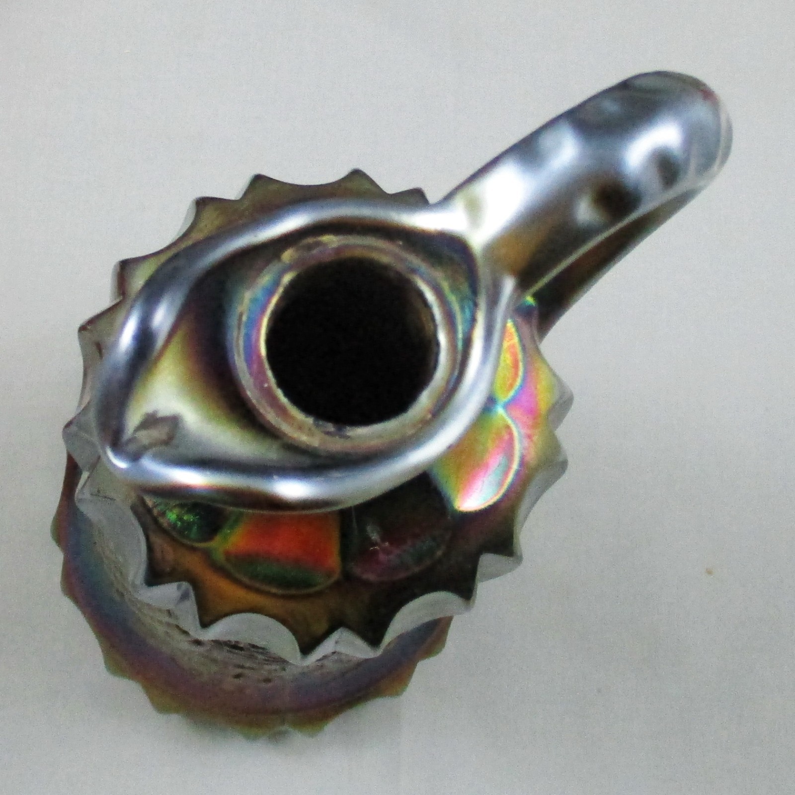 NORTHWOOD AMETHYST GRAPE & CABLE CARNIVAL GLASS DECANTER WITH STOPPER