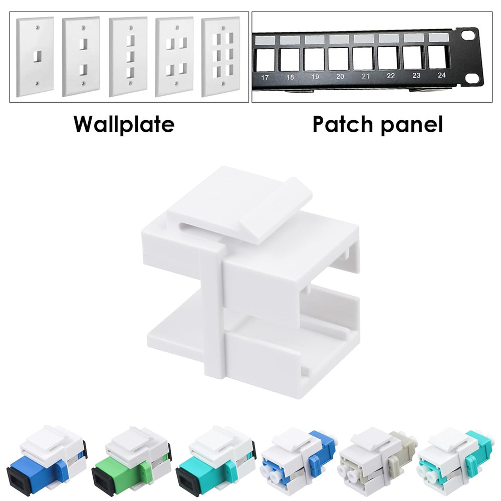 12 Pack Fiber Optic Coupler Keystone Jack Wall Plate Insert for Duplex LC or Sim