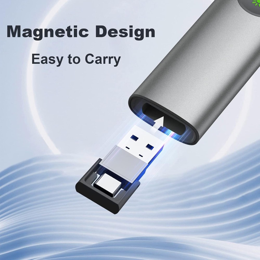 Versatile USB-C Presentation Clicker with Rechargeable Battery and Laser Pointer