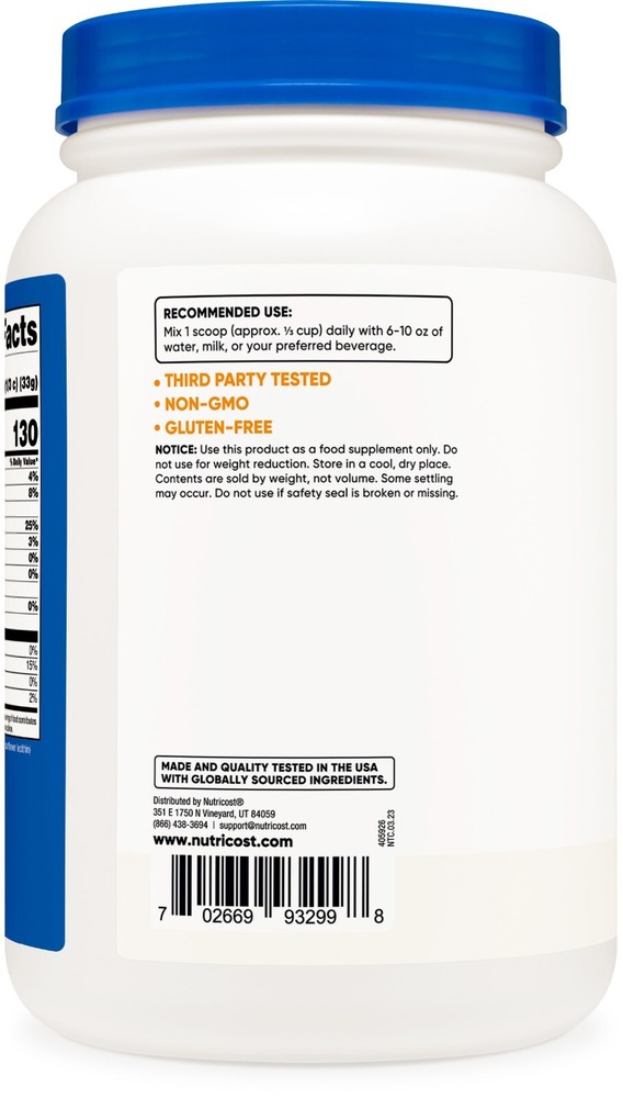 Nutricost Whey Protein Concentrate (Unflavored) 2 LBS