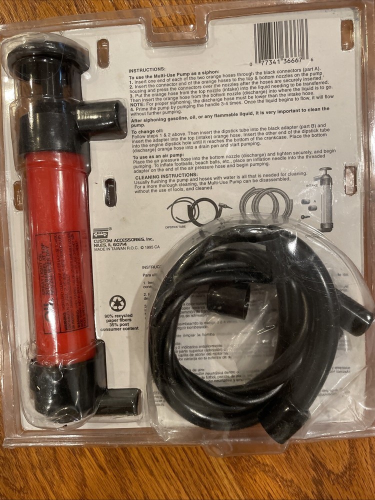 Multi-Use Transfer Pump for changing oil, siphoning gas or using as air pump