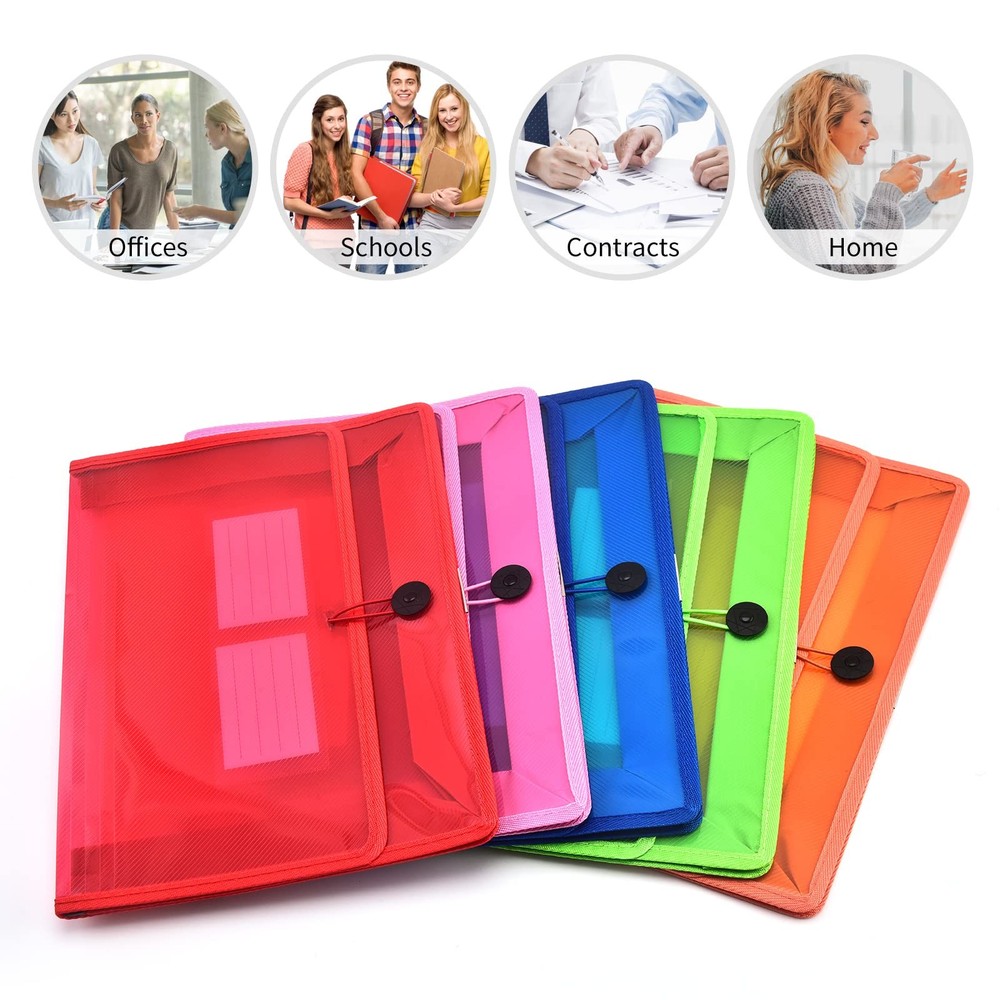 Expanding File Folder Document Organizer with Elastic Cord & Button Closure, ...