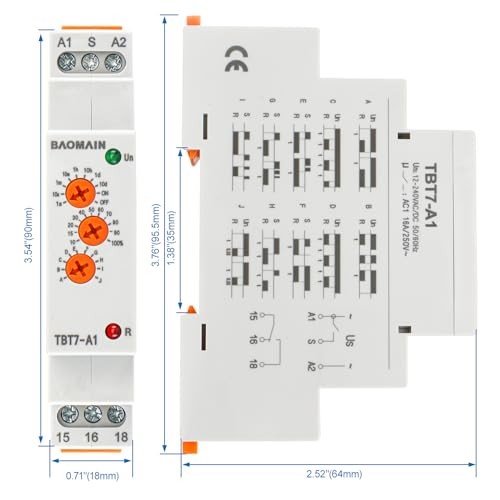 Multi-Function Time Relay, 16A SPDT 10-Functions, DIN Rail 12-240VAC/DC