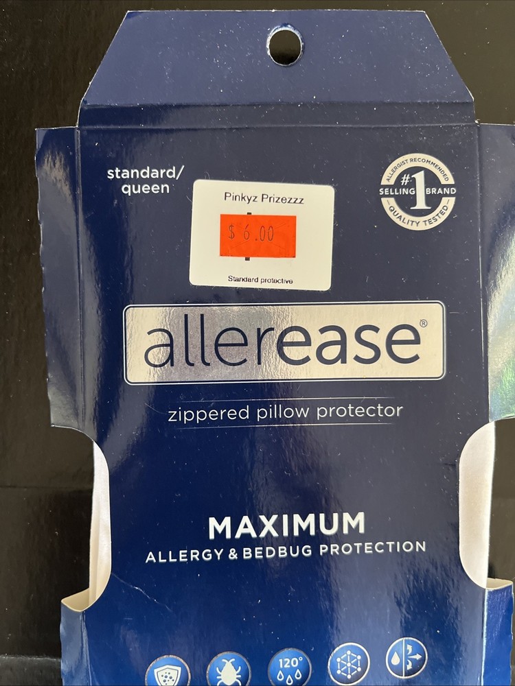 Allerease Zippered Pillow Protector Standard Queen 20”x28” Max Allergy & Bedbug