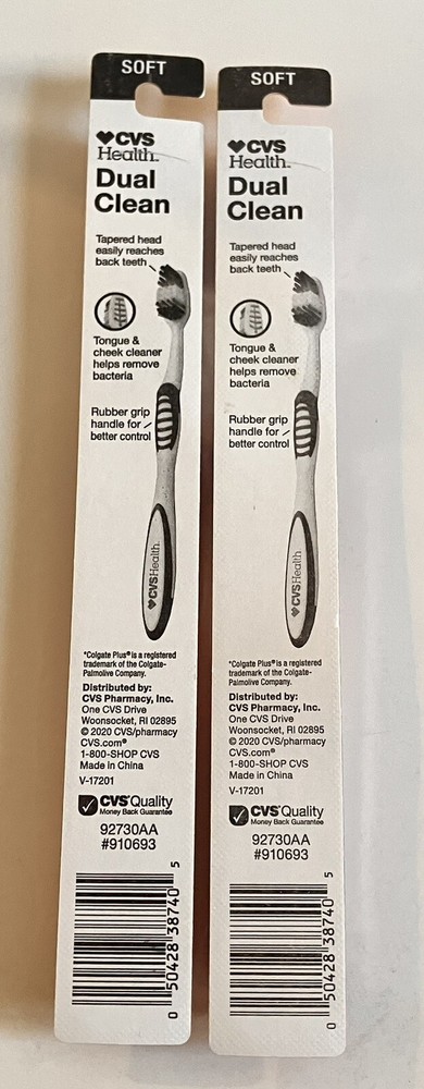 2 CVS Dual Clean Soft Bristle Toothbrush
