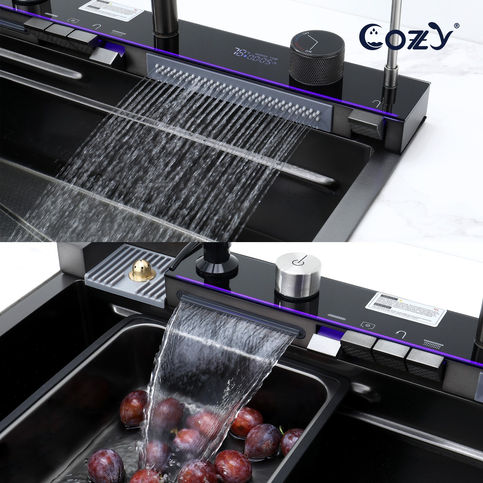 Multifunctional Workstation Overmount Kitchen Sink Faucet Combo & Cutting Board