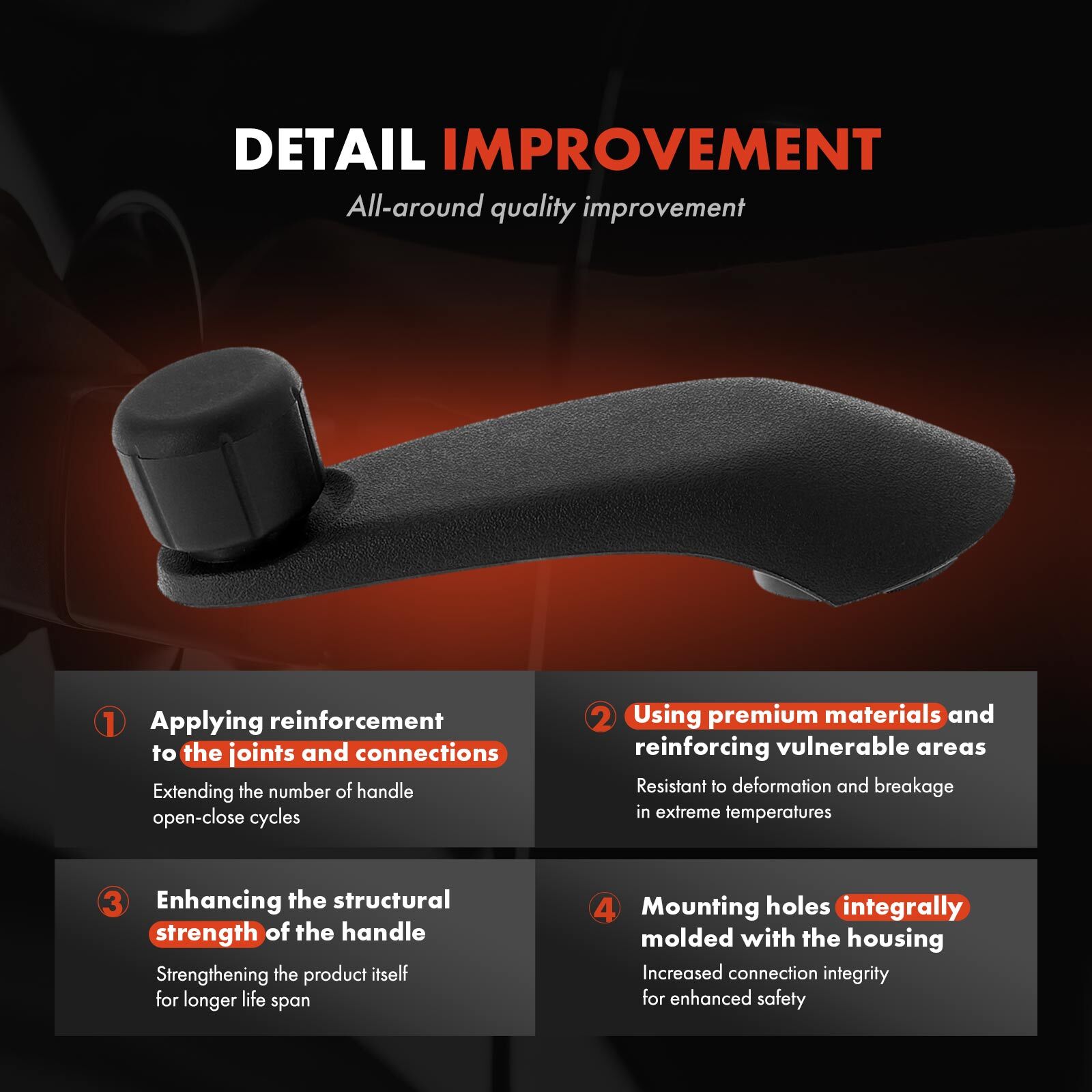 2x Black Manual Window Crank Handle for Chevy Express 1500 2500 3500 4500 Blazer