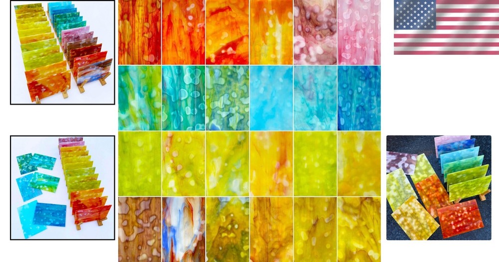 6x4 Inch Mottled Opal Stained Glass - 24 Sheet Value Pack for Creative Projects
