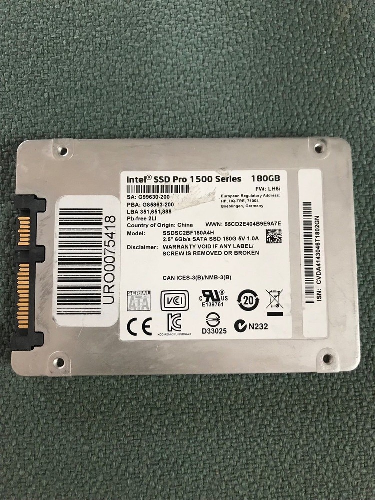 Intel 2.5"  180GB SOLID STATE SSD Drive SATA, Pro 1500, Pro 2500, 520 series