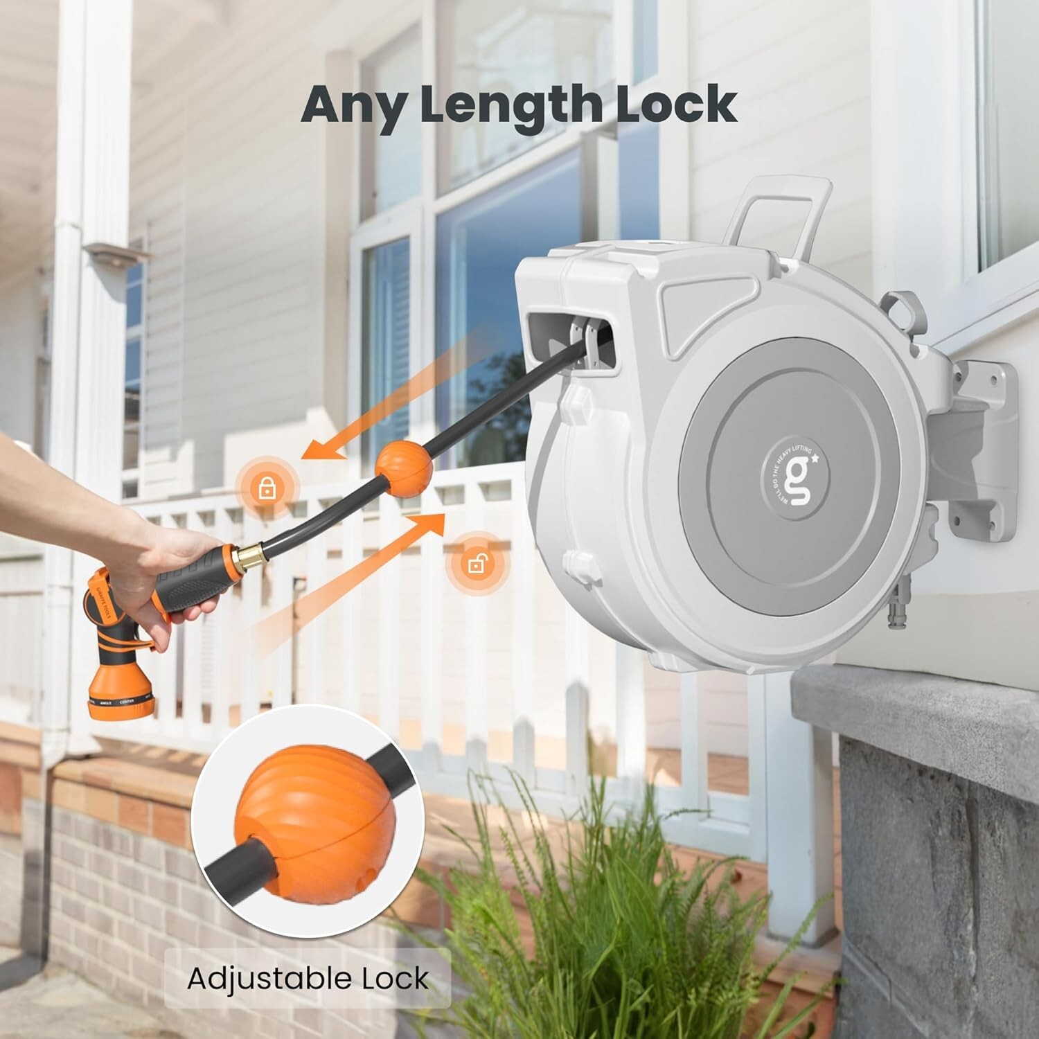 Giraffe Tools 1/2 in. x 65 ft Retractable Garden Hose Reel