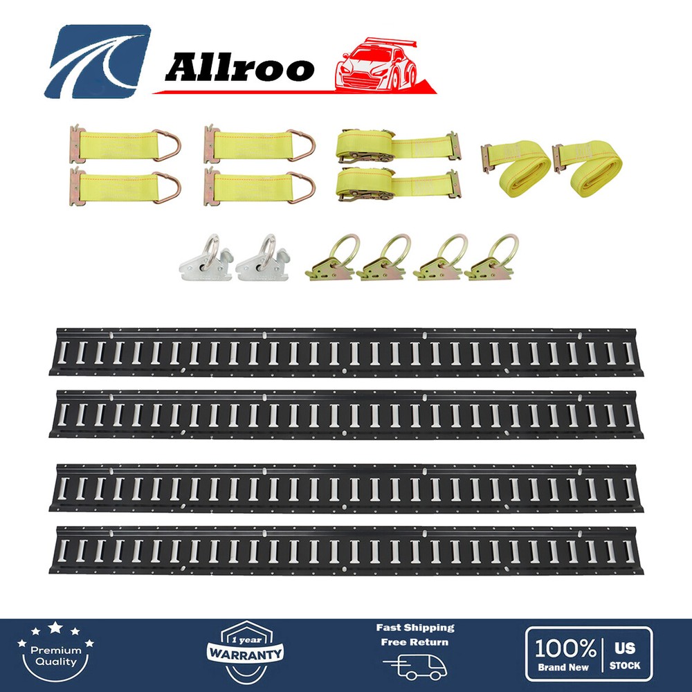 4Pack E Track Tie Down Rail Kit 5' E Track Rails Enclosed with Ratchet Straps