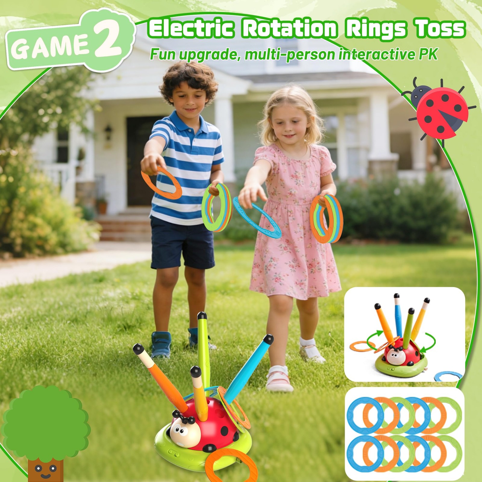 5 in 1 Musical Jump, Bean Bag Toss Ring Game, Baseball Toys and Stomping Laun...