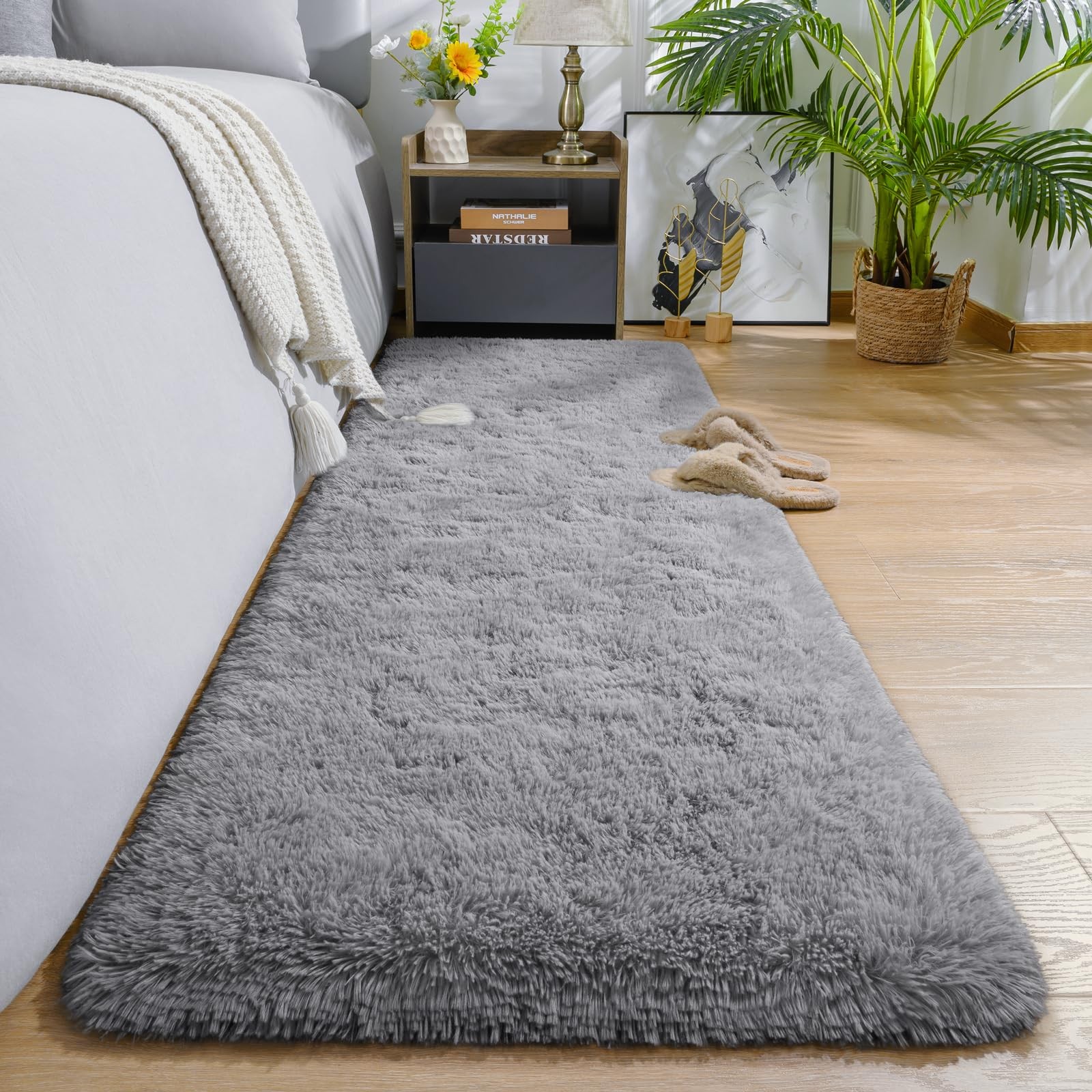 Shag 2x6 Runner Rug for Bedroom, Washable Rugs Runners with Memory Foam Hallways