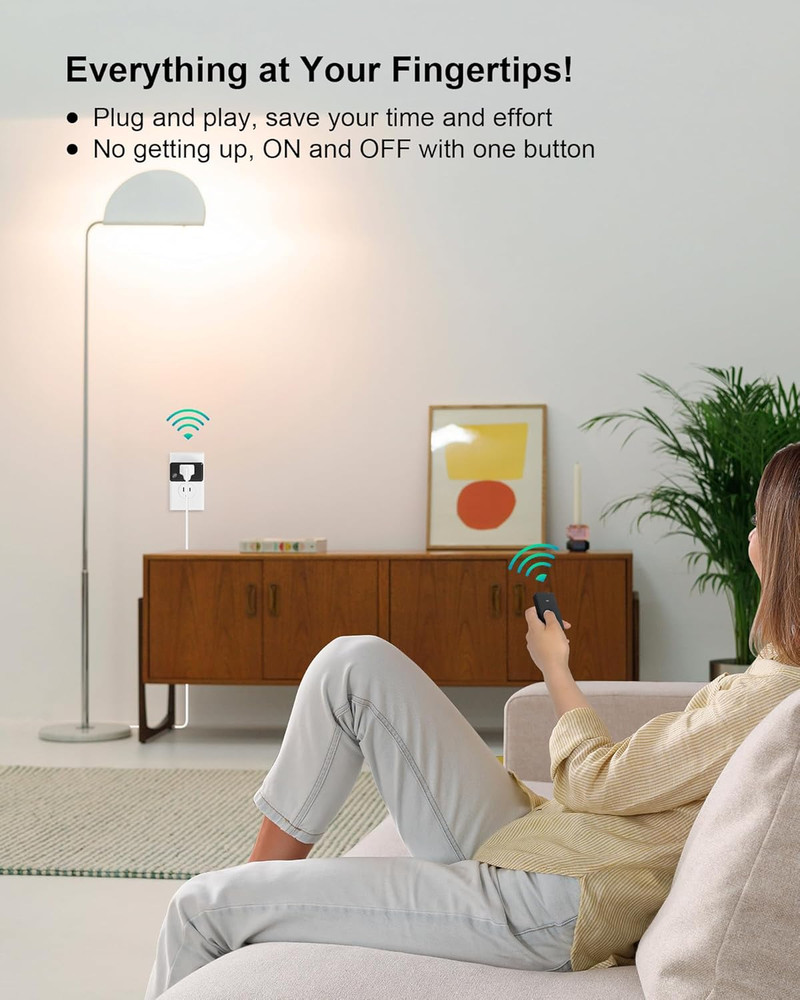 Remote Control Outlet Plug, 200FT Long Range Wireless Light Switch, Compact Desi