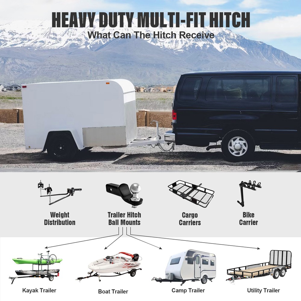 2 Inch Trailer Hitch Receiver for Ford E-150 E-250 E-350 2003-2014