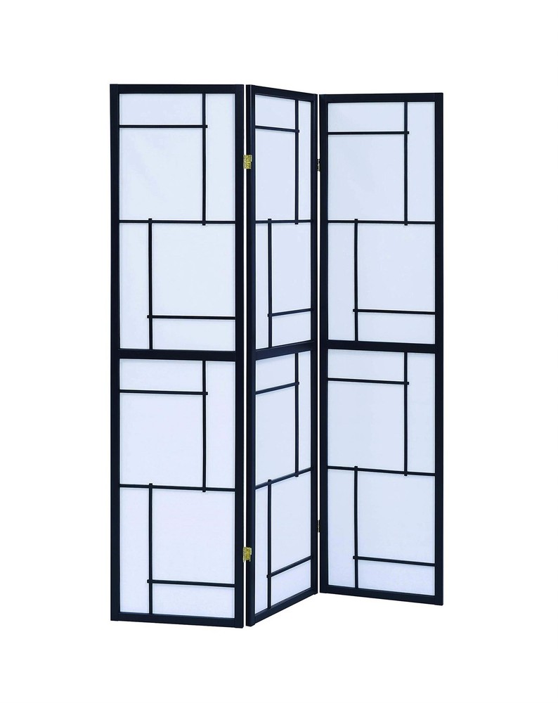 Damis 3-Panel Room Divider Folding Shoji Screen Black