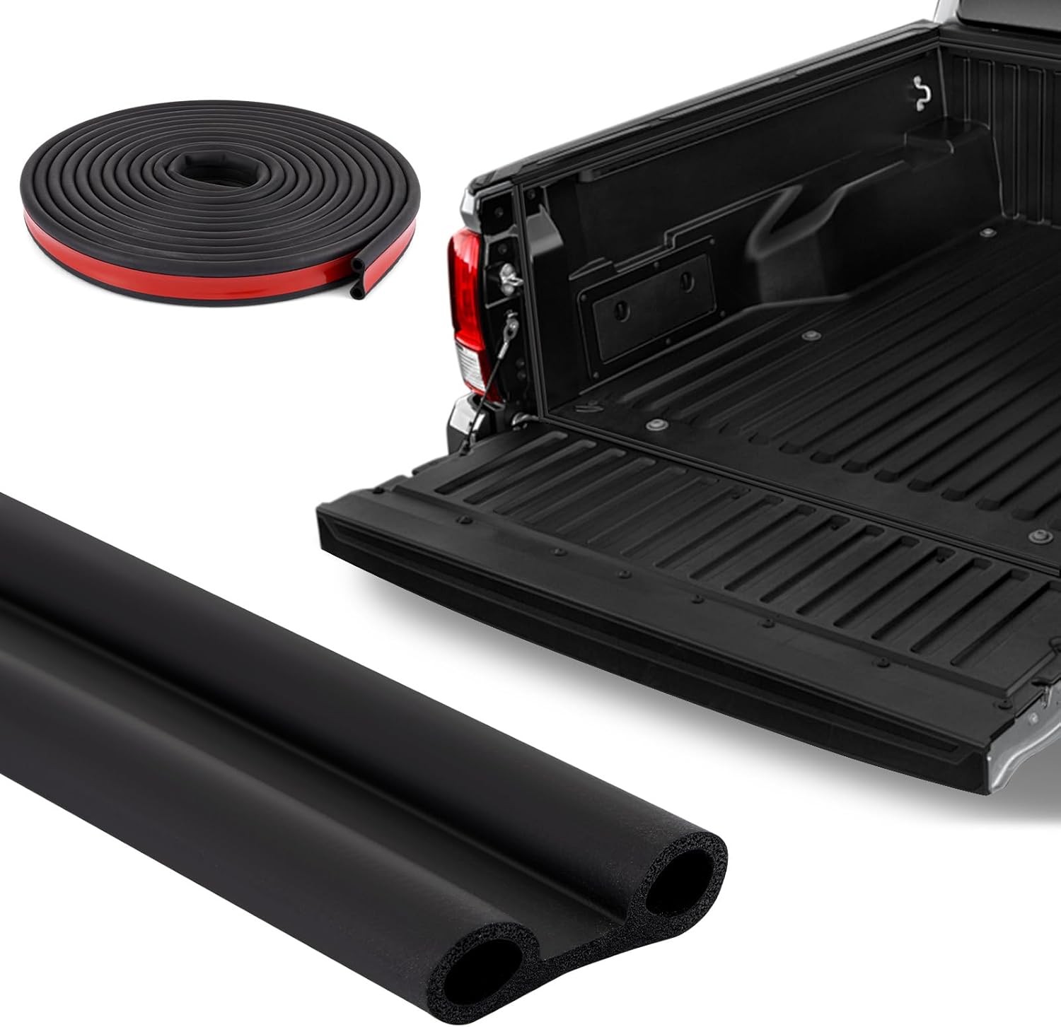 24.6 Ft Tonneau Cover Seal Strip, Universal Truck Bed Tailgate Seal Kit, Adhesiv