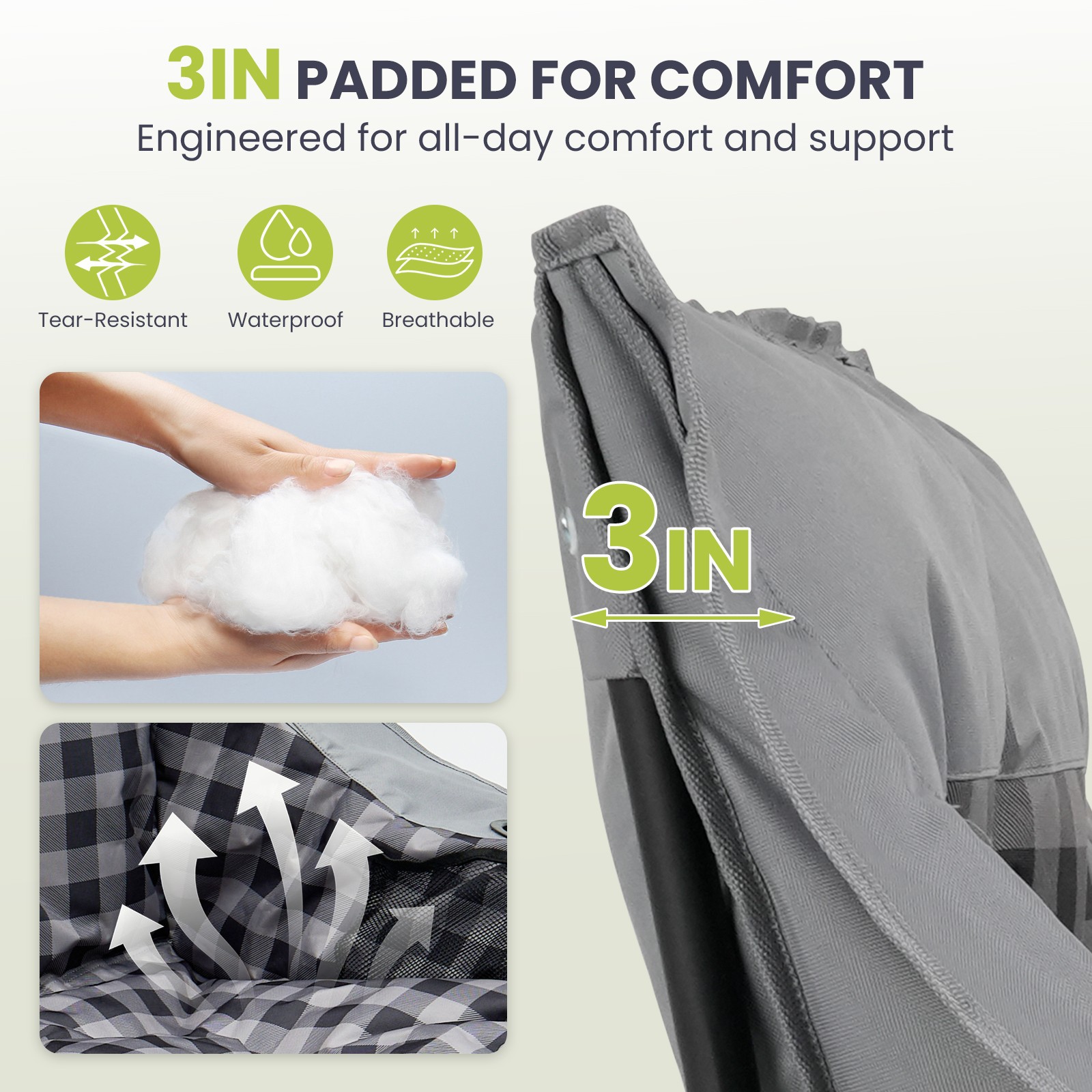 NAIZEA Double Camping Chair Oversized Loveseat 3" Thick Padded 2 Person Chairs