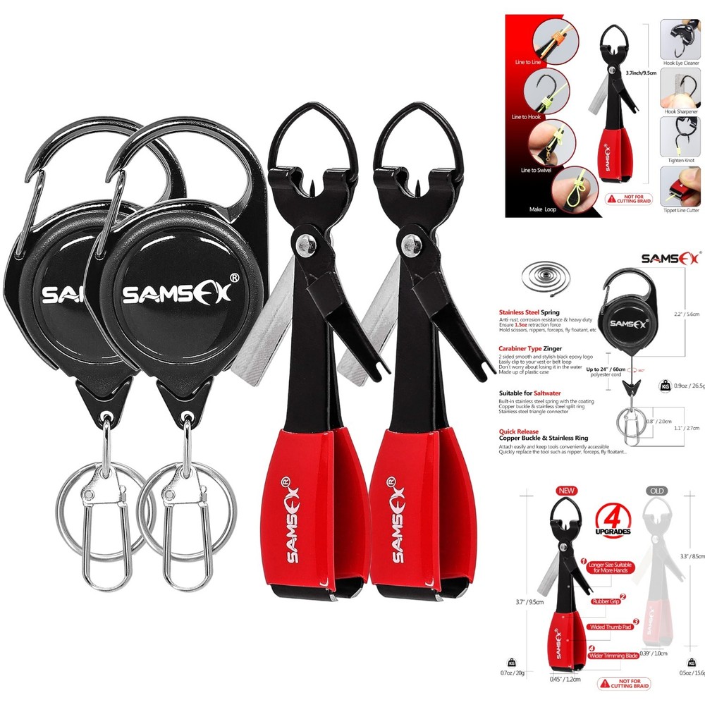 Multi-Function Fishing Knot Tying Tool Set with Clippers Retractor and Access...