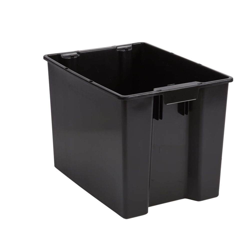 Garage Plastic Storage Bin Large Nesting Stacking, Black