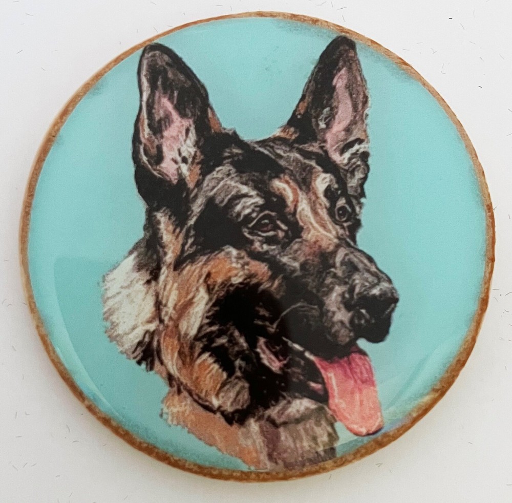 German Shepherd Dog Original Art Brooch Pin