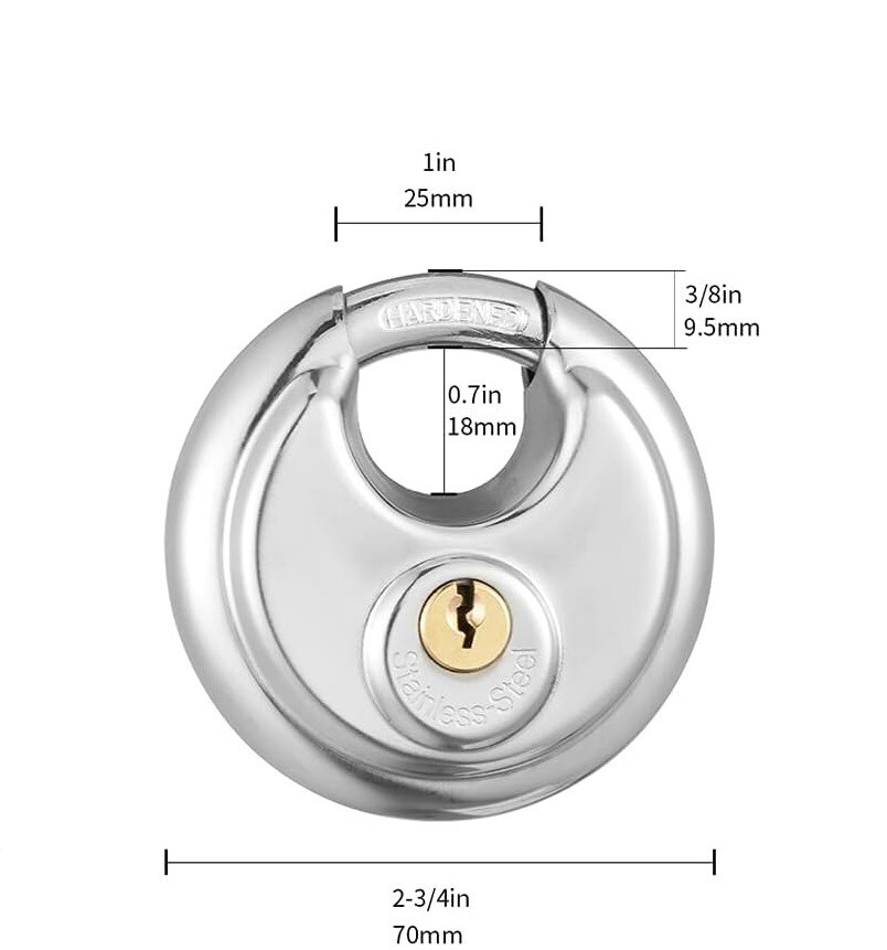 Keyed Alike Lot of 10 DISC PADLOCK 70mm Stainless Steel Storage Trailer Lock