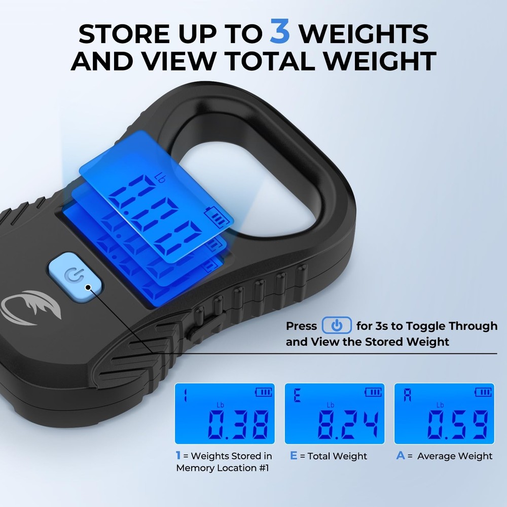 Lightweight Fish Scale, Rechargeable Digital Scale with USB Cable, 55lb Capac...