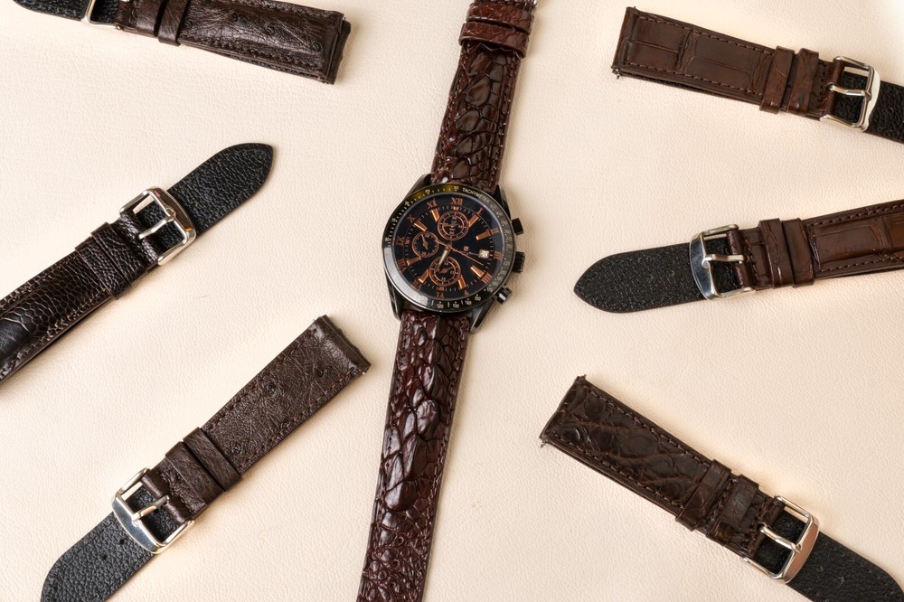 20mm/18mm Gray Quick Release Hornback Leather Watch Strap