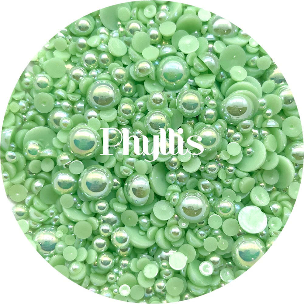 Flat Back Non-Hot Fix Pearls - AB Light Green