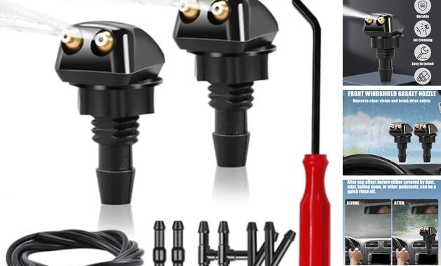 2 Pack Front Windshield 2 Pcs front windshield nozzles+11 Pcs accessories