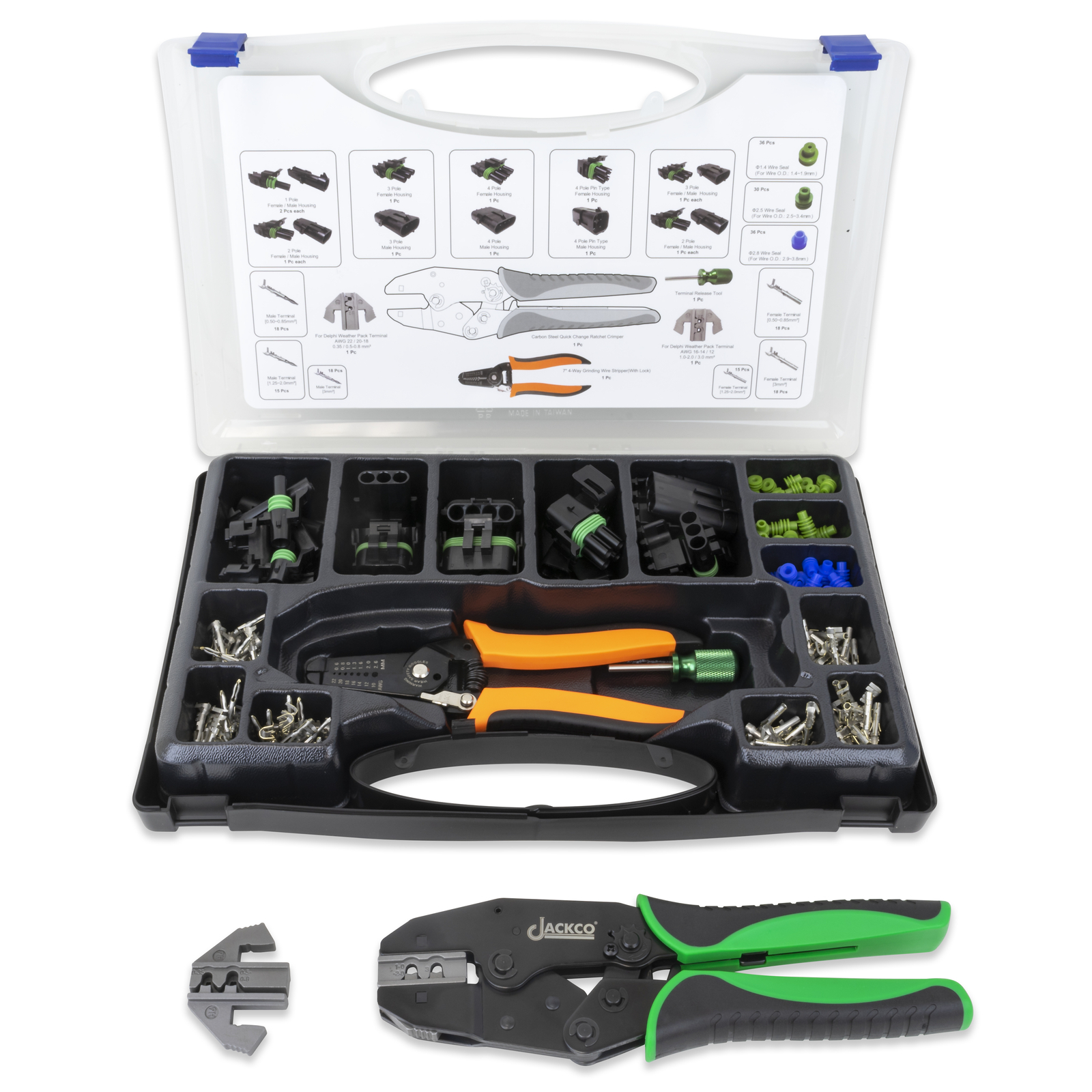 225pc Delphi Weather Pack Terminal Ratcheting Crimping Tool & Connector Kit