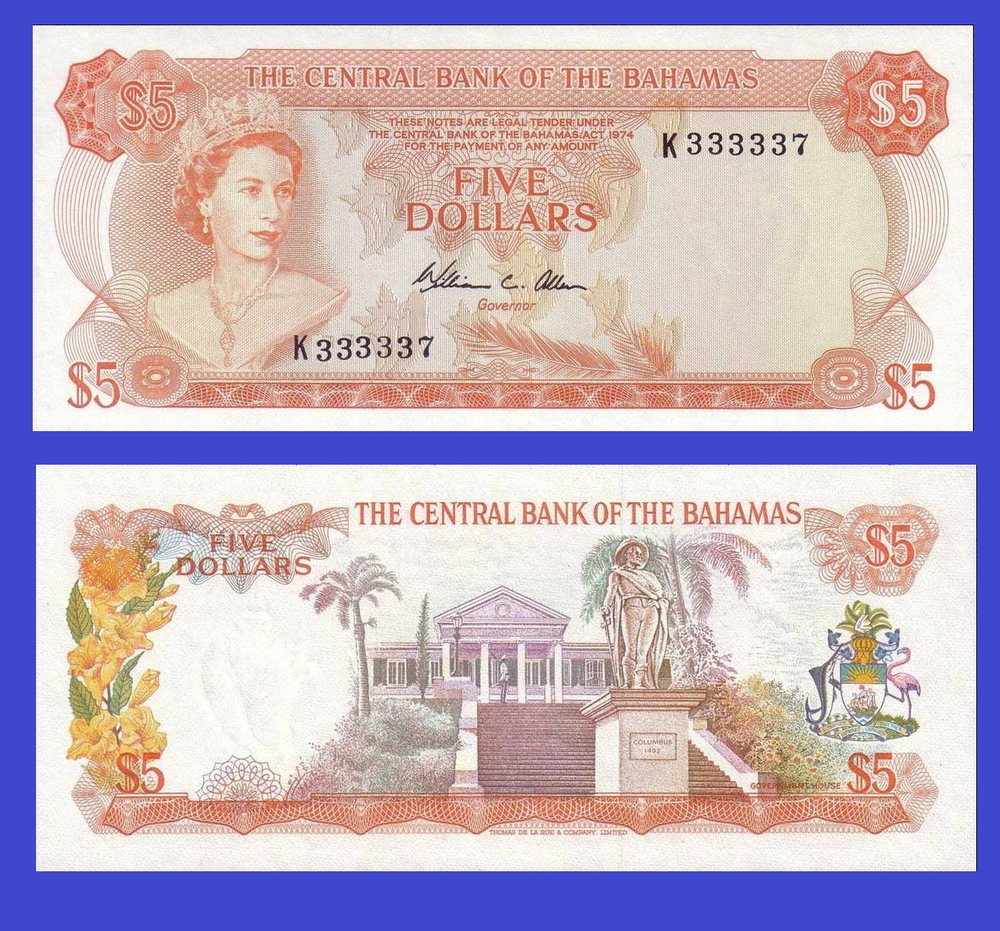 Bahamas 5 dollar 1974 - - - Copy