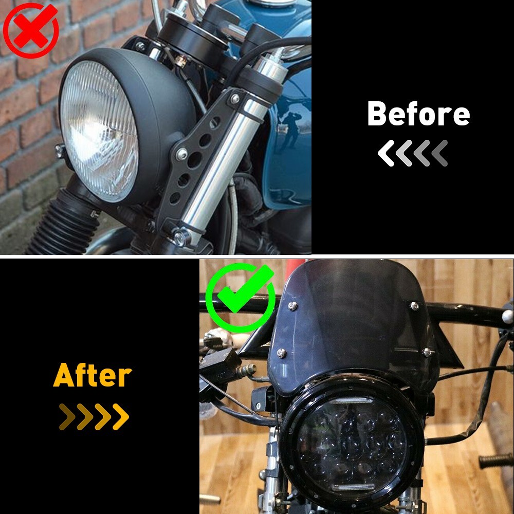 Motorcycle Windshield Front Flyscreen Universal Windscreen w/Mount Bracket 5"-7"