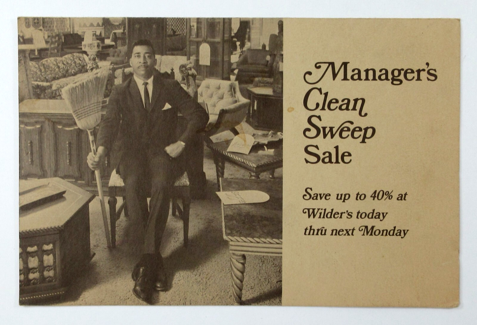Wilder's Furniture Store Advertising Mailer Black Salesman Los Angeles CA 1968